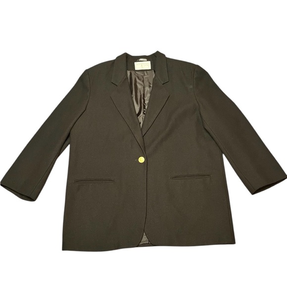 Vintage 90’s International Scene Classic Black Wool Blazer Size 16 - Picture 1 of 11
